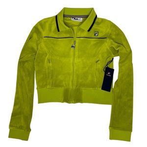 FILA S urban outfitters zip up velour line green jacket